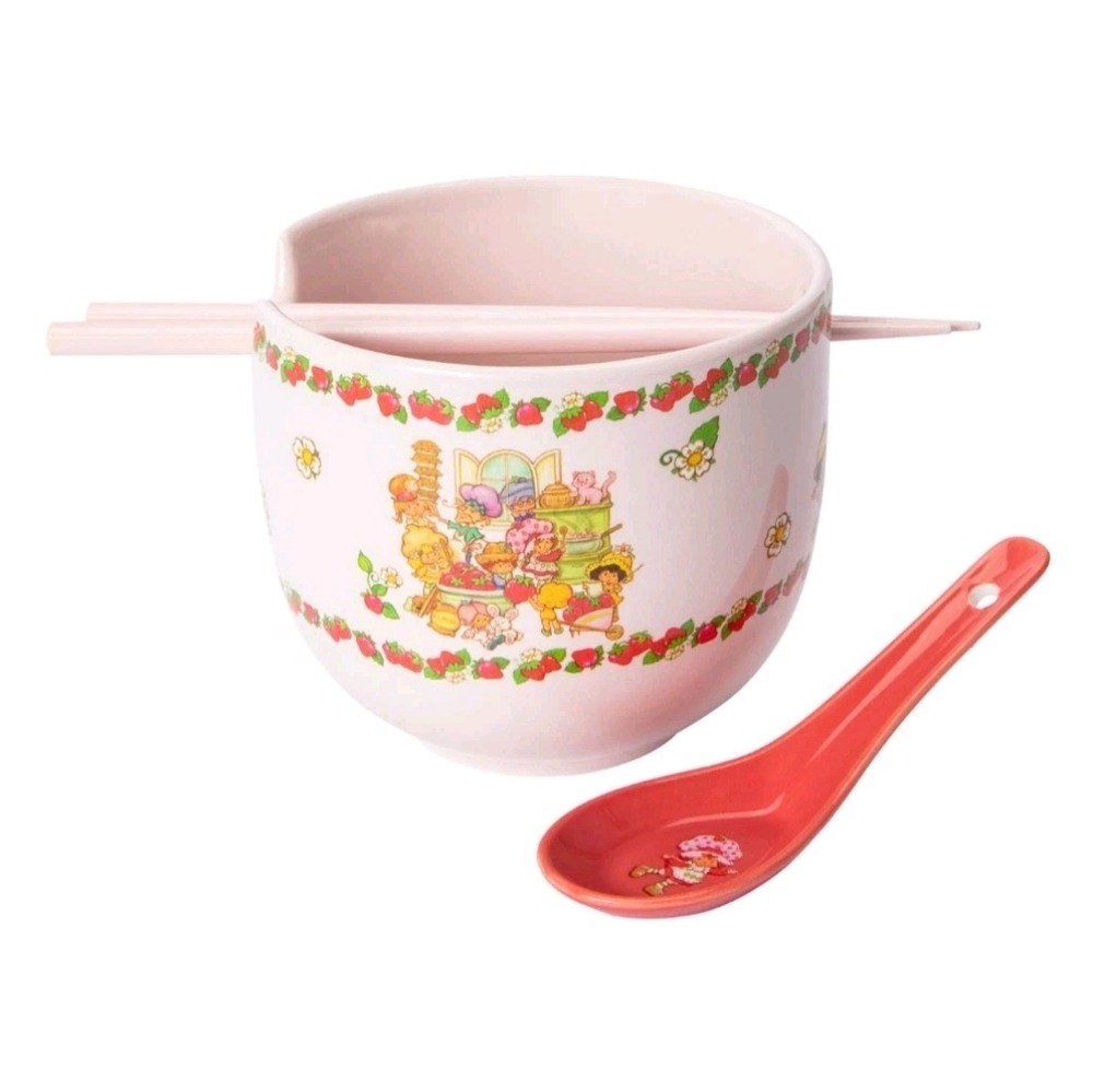 Strawberry Shortcake & Friends Ramen Bowl Bundle w/ Chopsticks & Spoon Brand New
